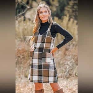 CUPSHE PLAID MINI PINAFORE DRESS